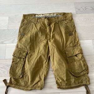Soulstar Khaki Cargo Shorts Men’s Size Medium | Multi-Pocket Utility Streetwear